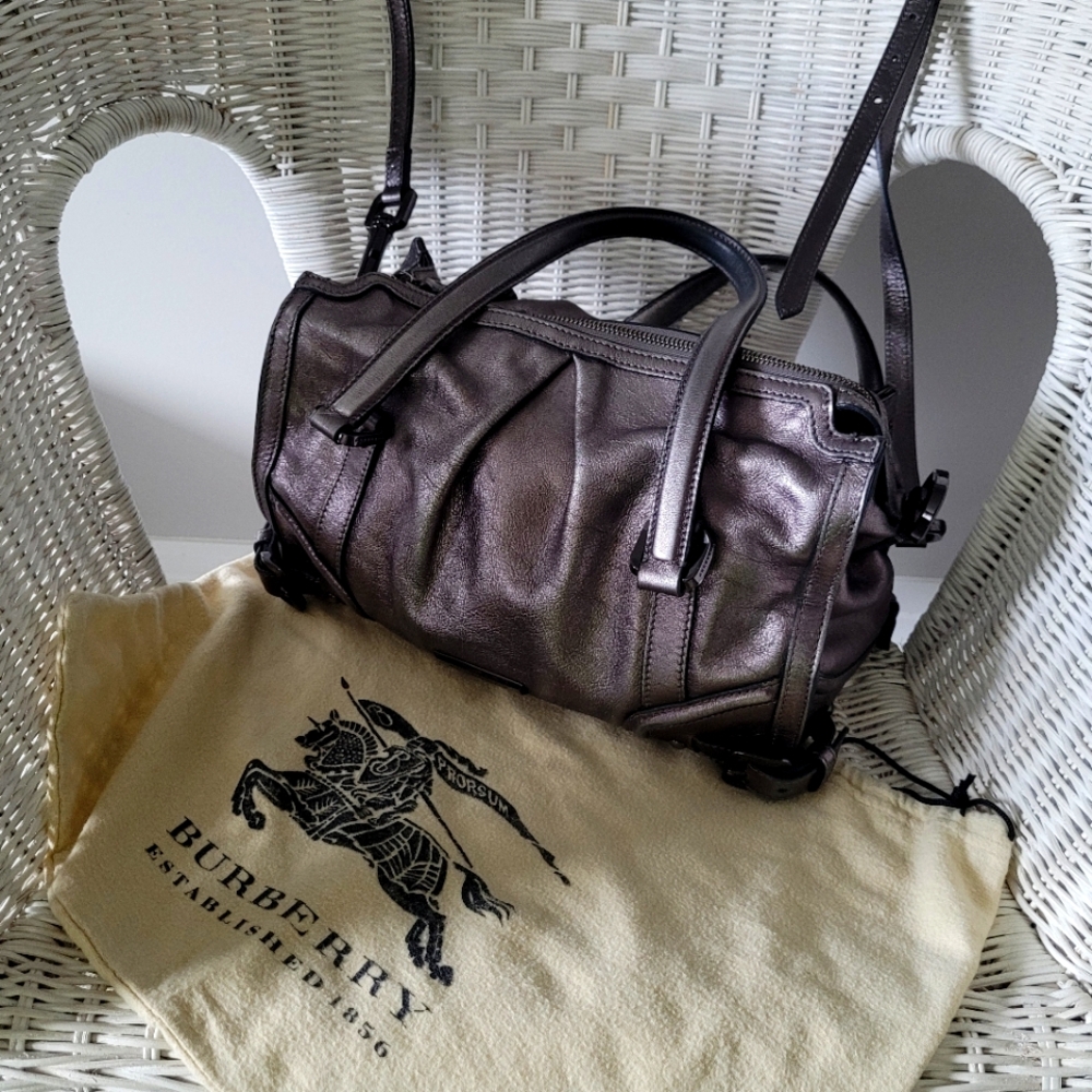 Burberry Metallic Brown Leather Crossbody Bag